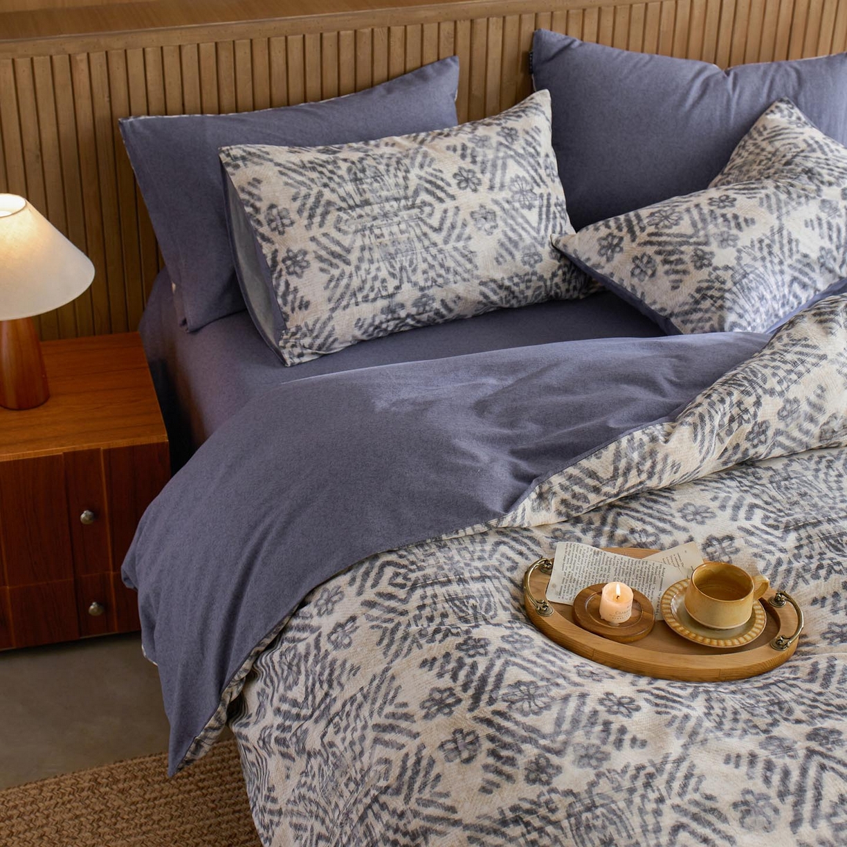 91家纺网 家纺一手货源 找家纺 涵宸家纺 2025新款全棉磨毛印花四件套-御岚 茗觉