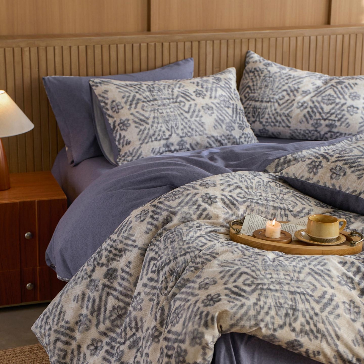 91家纺网 家纺一手货源 找家纺 涵宸家纺 2025新款全棉磨毛印花四件套-御岚 茗觉