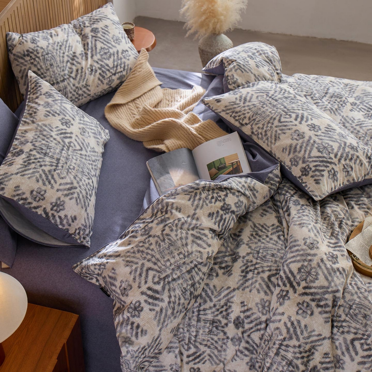 91家纺网 家纺一手货源 找家纺 涵宸家纺 2025新款全棉磨毛印花四件套-御岚 茗觉