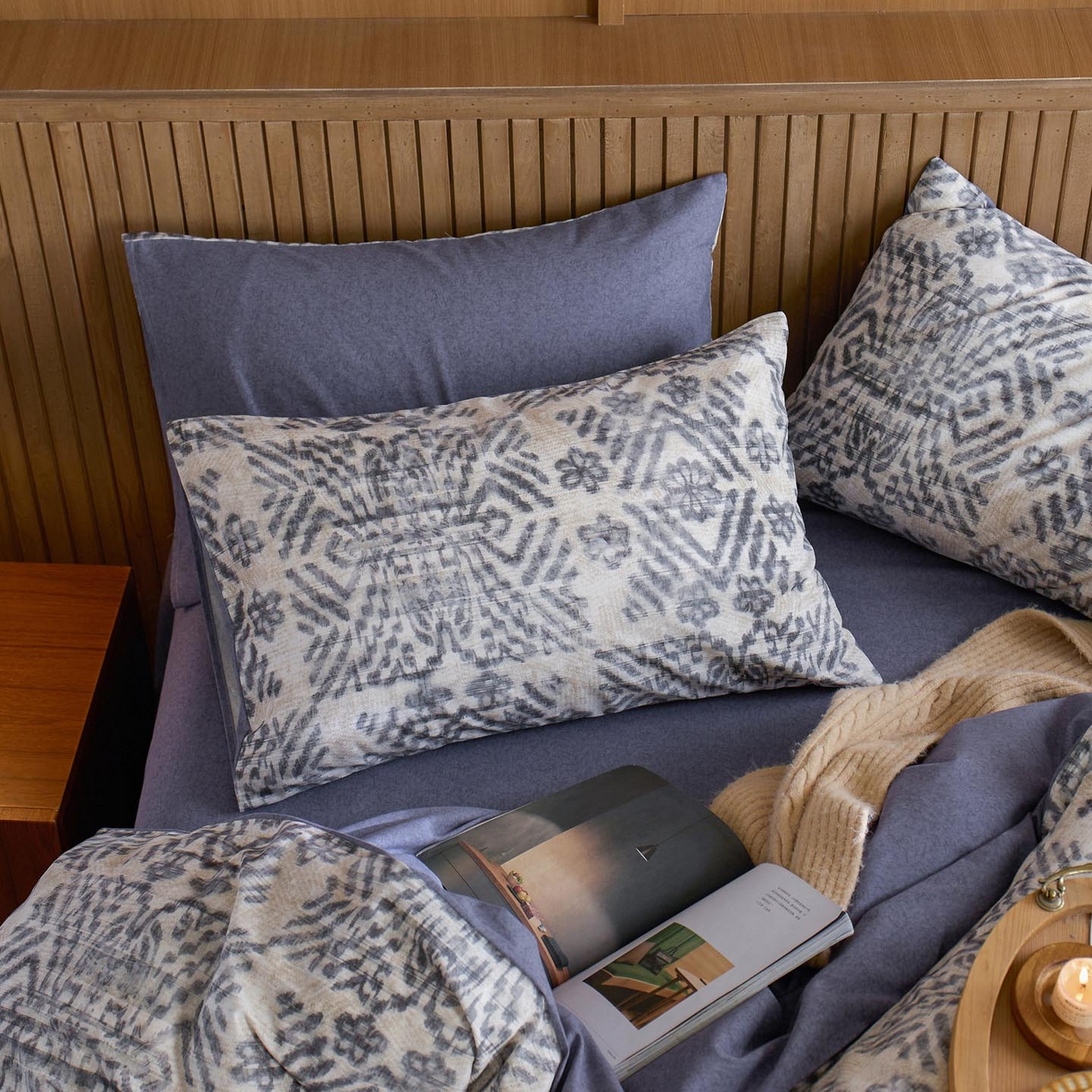 91家纺网 家纺一手货源 找家纺 涵宸家纺 2025新款全棉磨毛印花四件套-御岚 茗觉