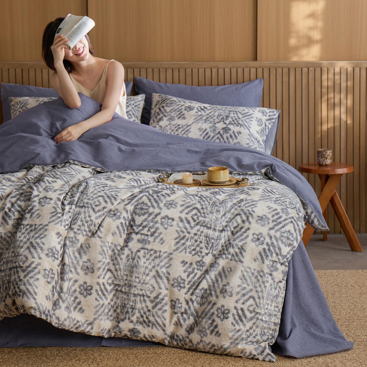 91家纺网 家纺一手货源 找家纺 涵宸家纺 2025新款全棉磨毛印花四件套-御岚 茗觉