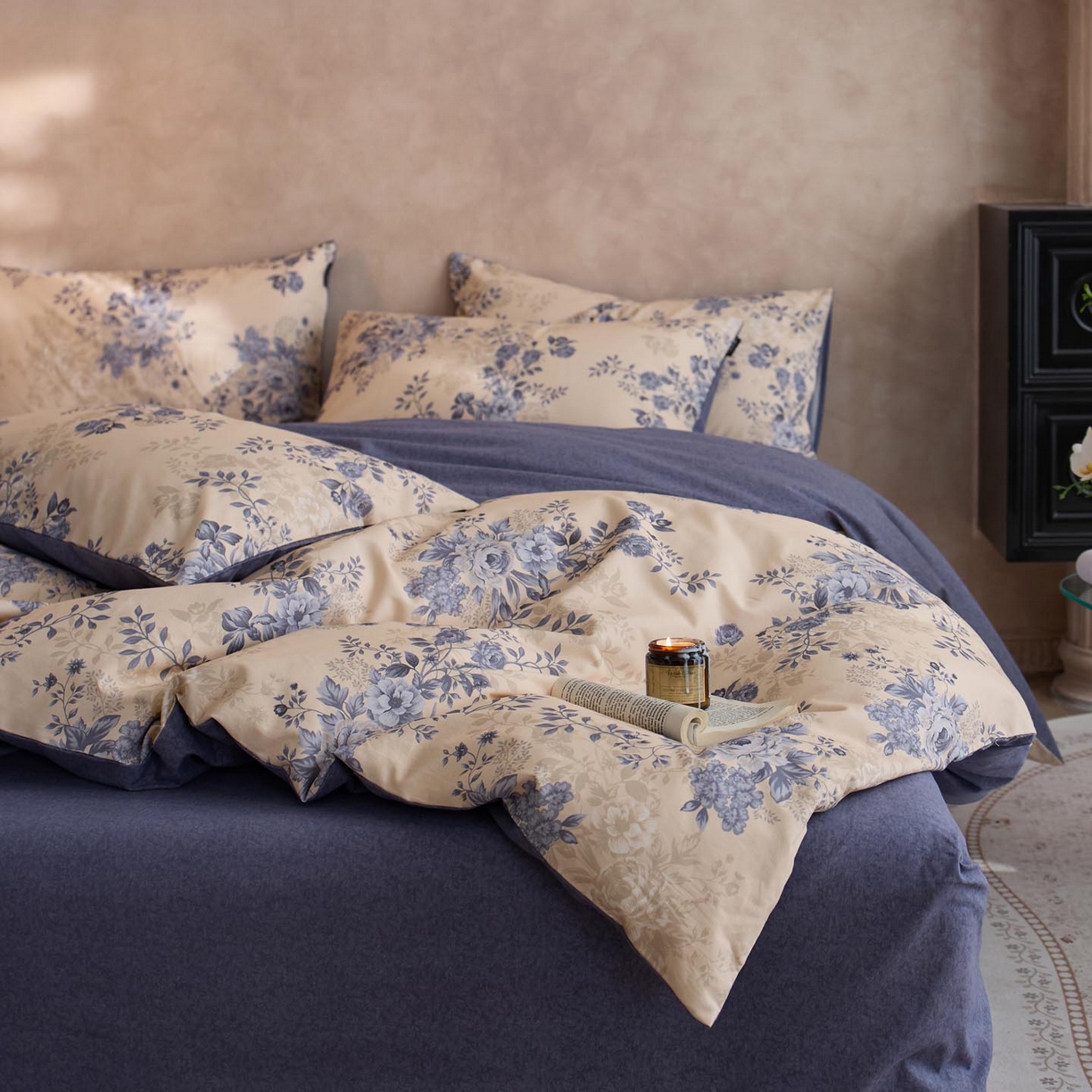 91家纺网 家纺一手货源 找家纺 涵宸家纺 2025新款全棉磨毛印花四件套-御岚 茉净-兰