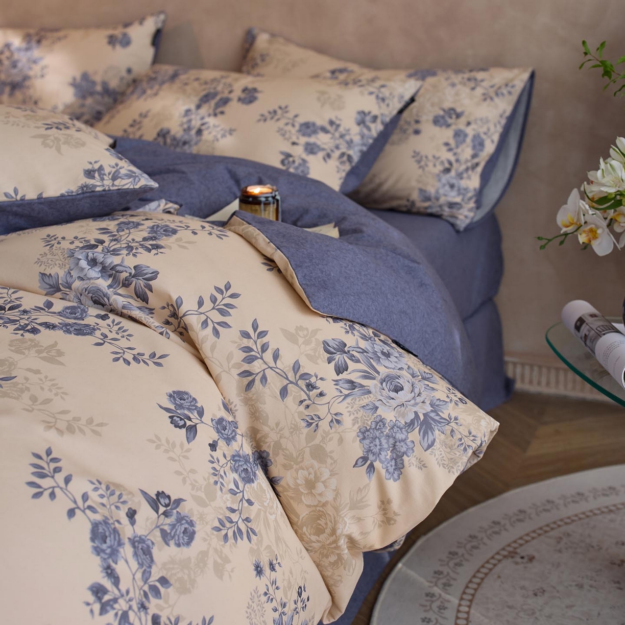 91家纺网 家纺一手货源 找家纺 涵宸家纺 2025新款全棉磨毛印花四件套-御岚 茉净-兰