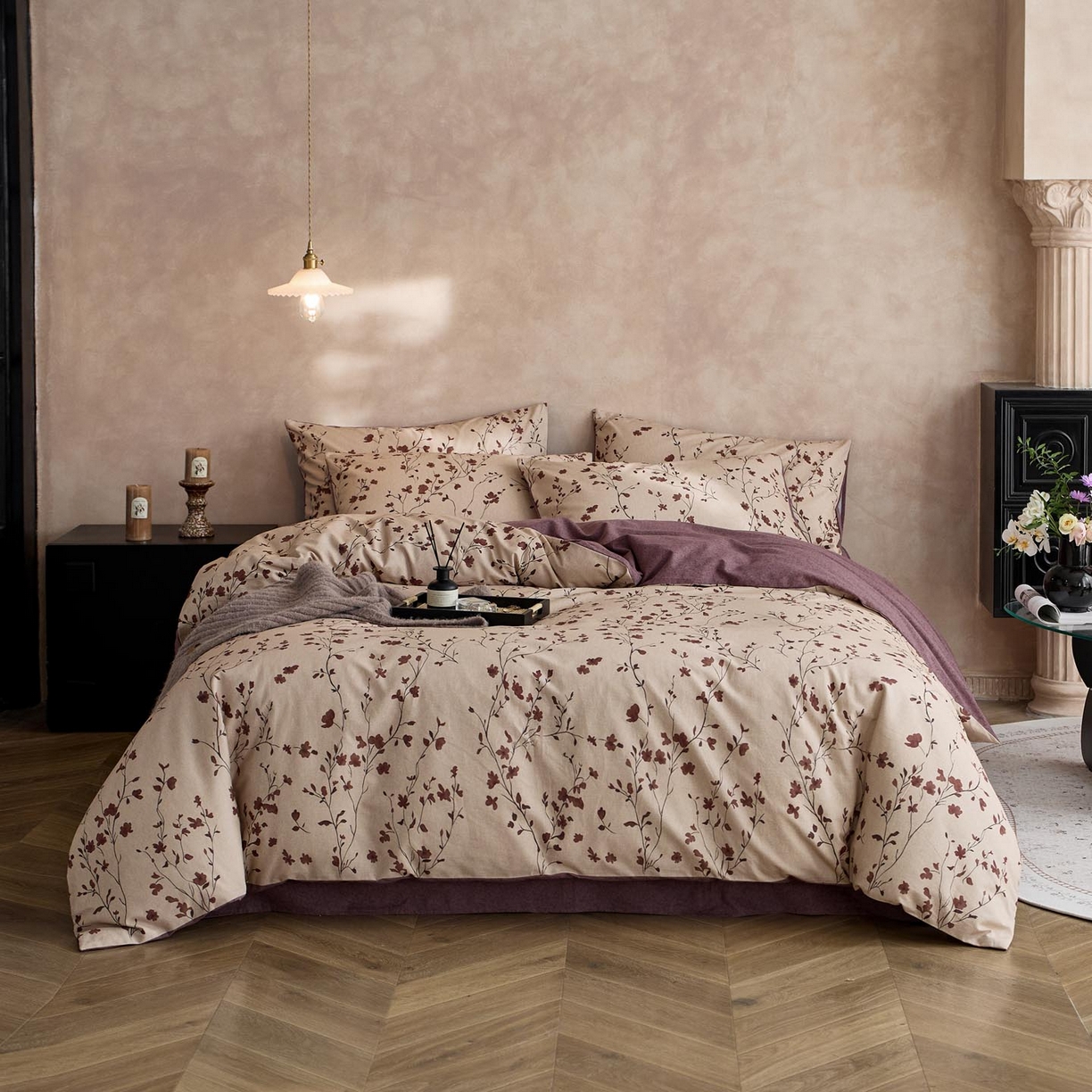 91家纺网 家纺一手货源 找家纺 涵宸家纺 2025新款全棉磨毛印花四件套-御岚 南青