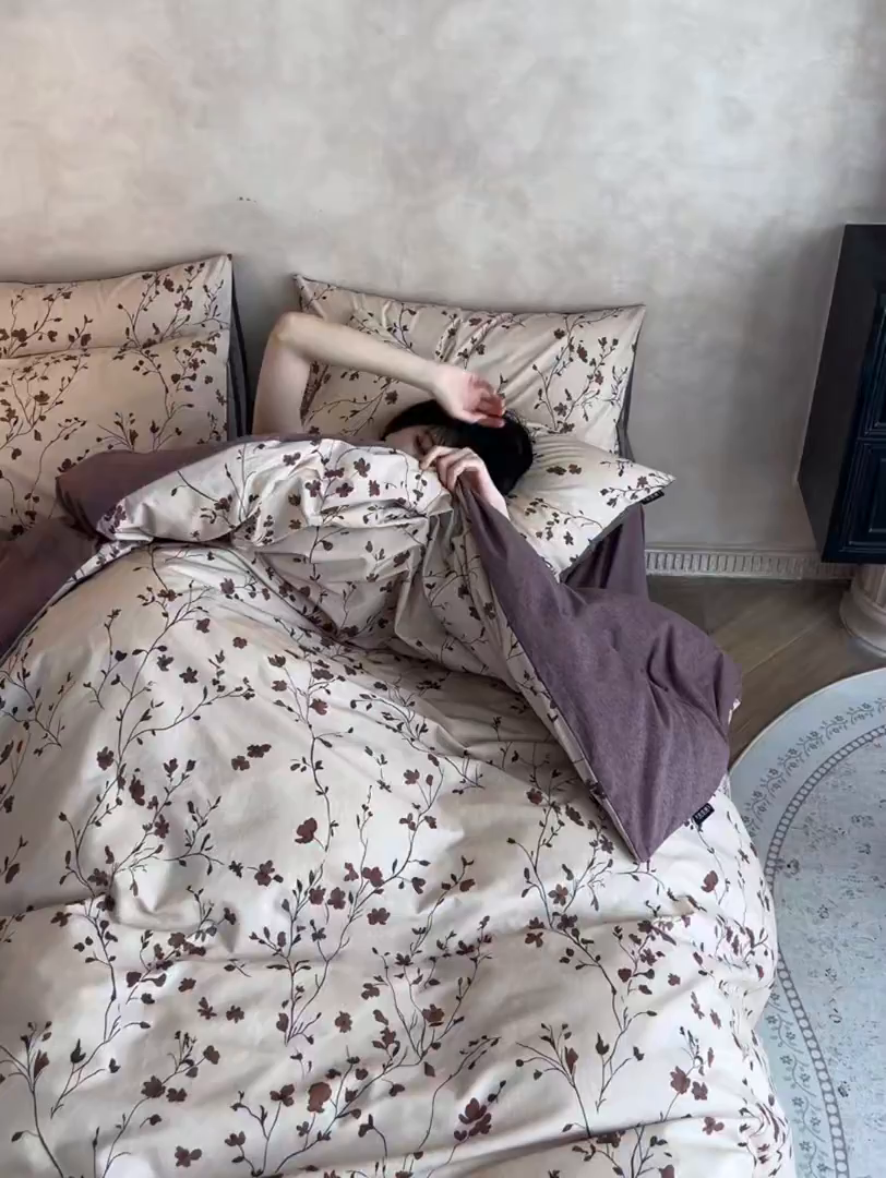 91家纺网 家纺一手货源 找家纺 涵宸家纺 2025新款全棉磨毛印花四件套-御岚 南青