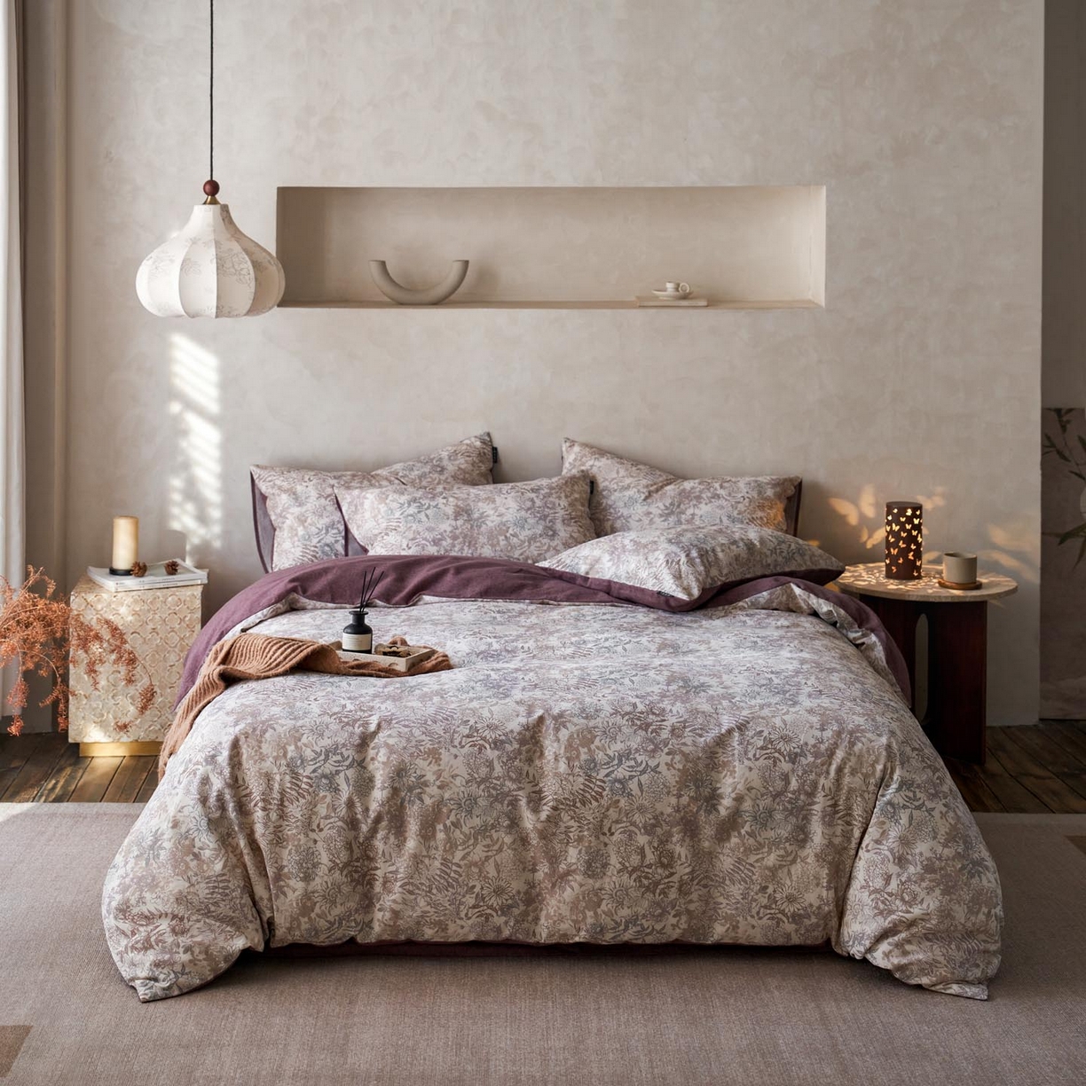 91家纺网 家纺一手货源 找家纺 涵宸家纺 2025新款全棉磨毛印花四件套-御岚 栖岚