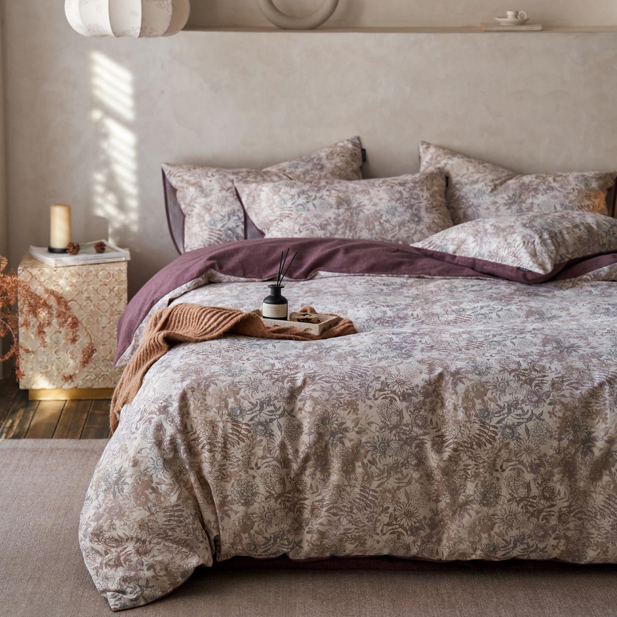 91家纺网 家纺一手货源 找家纺 涵宸家纺 2025新款全棉磨毛印花四件套-御岚 栖岚