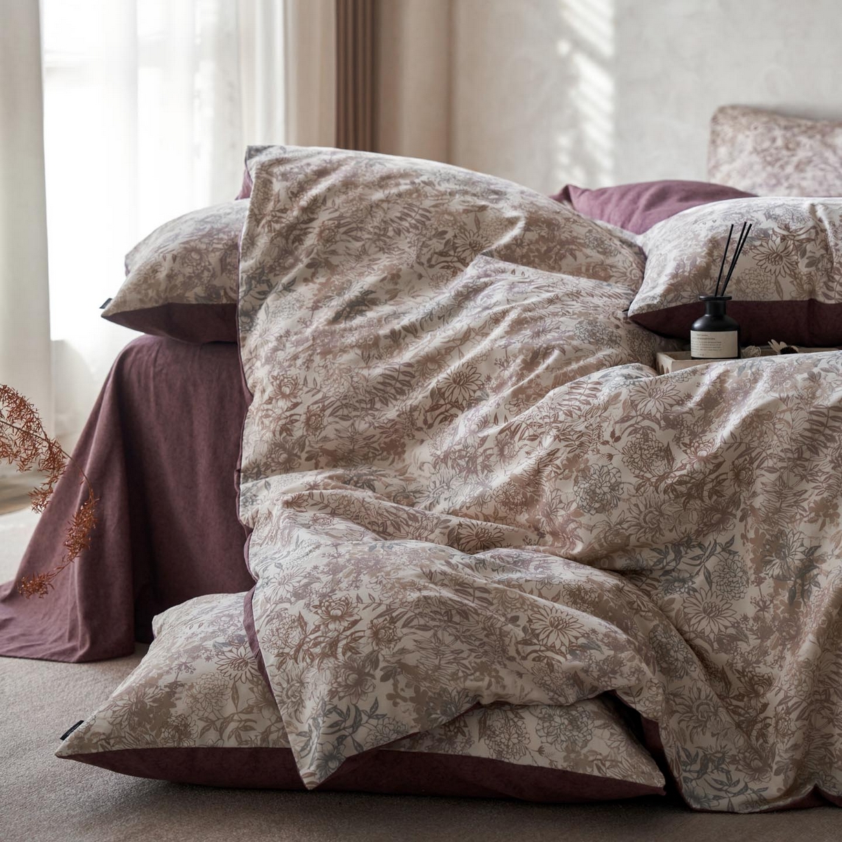 91家纺网 家纺一手货源 找家纺 涵宸家纺 2025新款全棉磨毛印花四件套-御岚 栖岚