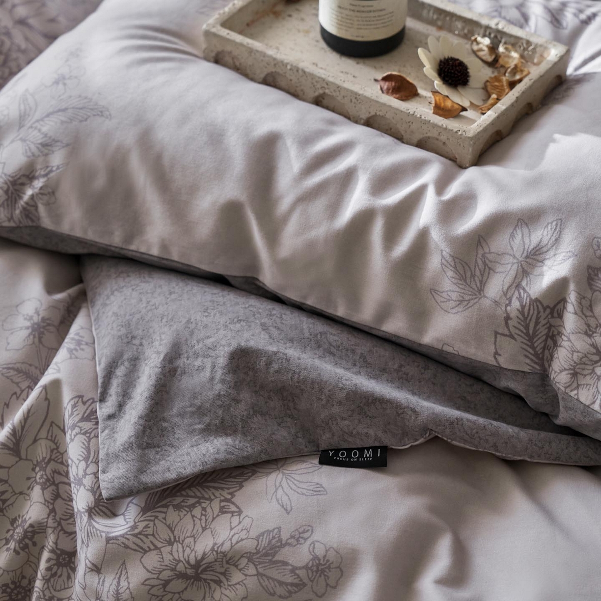 91家纺网 家纺一手货源 找家纺 涵宸家纺 2025新款全棉磨毛印花四件套-御岚 素居-灰