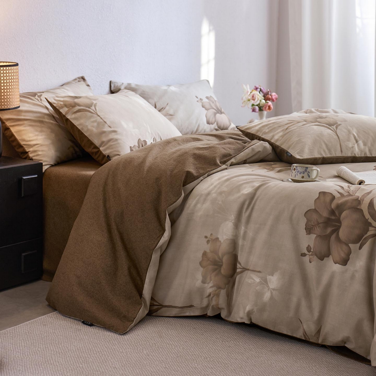 91家纺网 家纺一手货源 找家纺 涵宸家纺 2025新款全棉磨毛印花四件套-御岚 幽兰