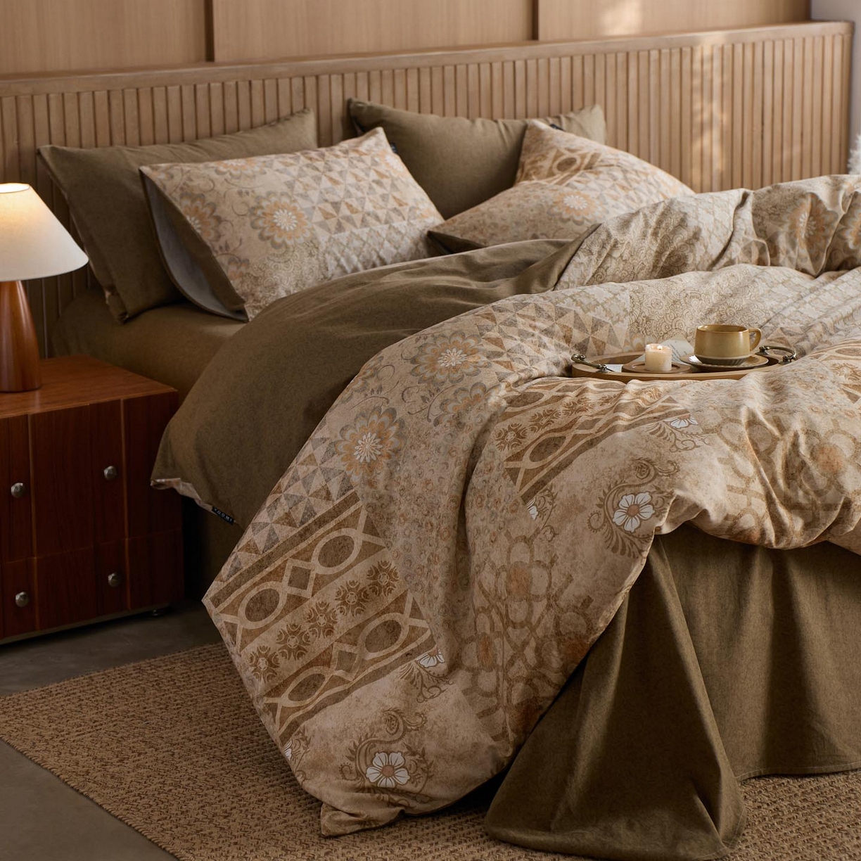 91家纺网 家纺一手货源 找家纺 涵宸家纺 2025新款全棉磨毛印花四件套-御岚 云瑶