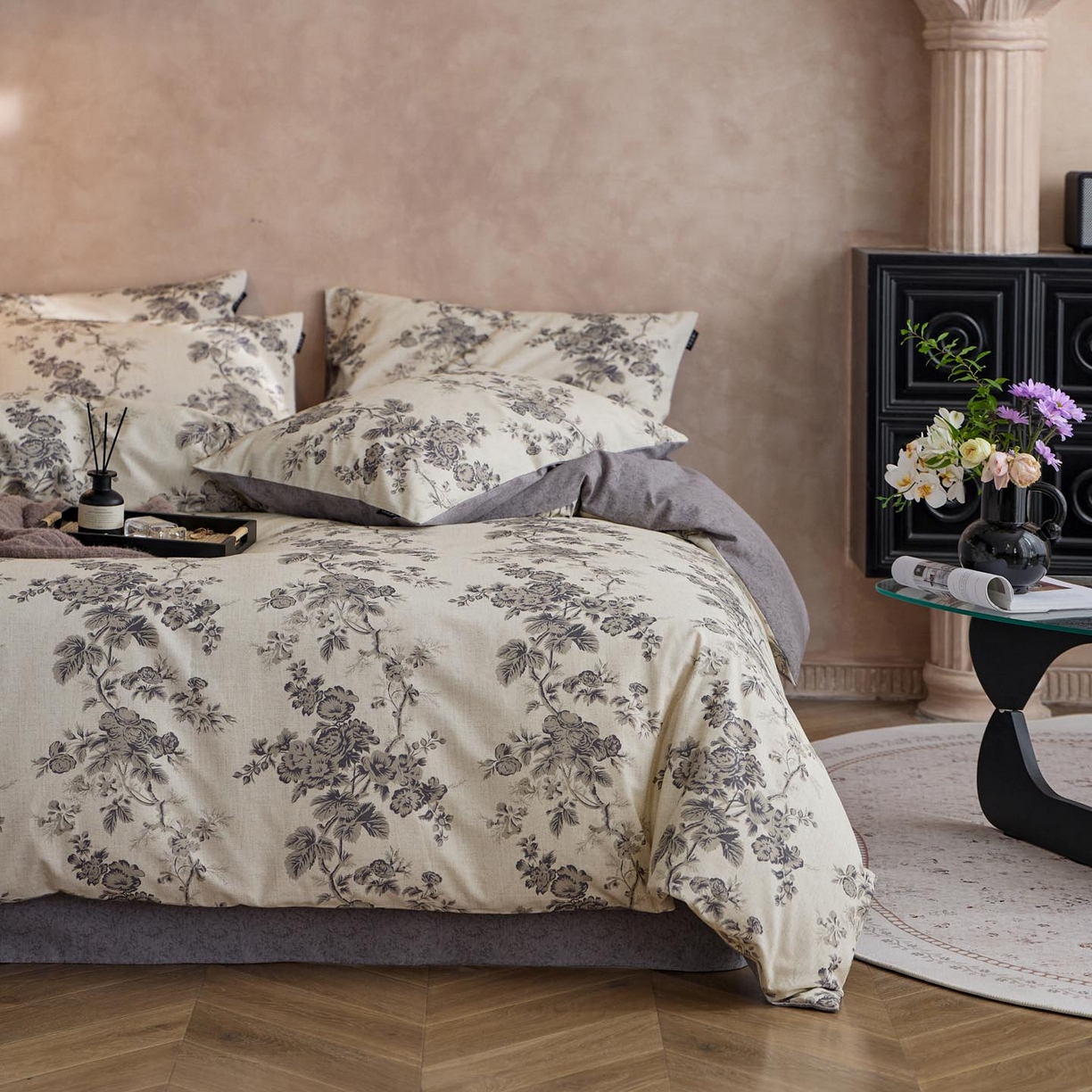 91家纺网 家纺一手货源 找家纺 涵宸家纺 2025新款全棉磨毛印花四件套-御岚 韵素