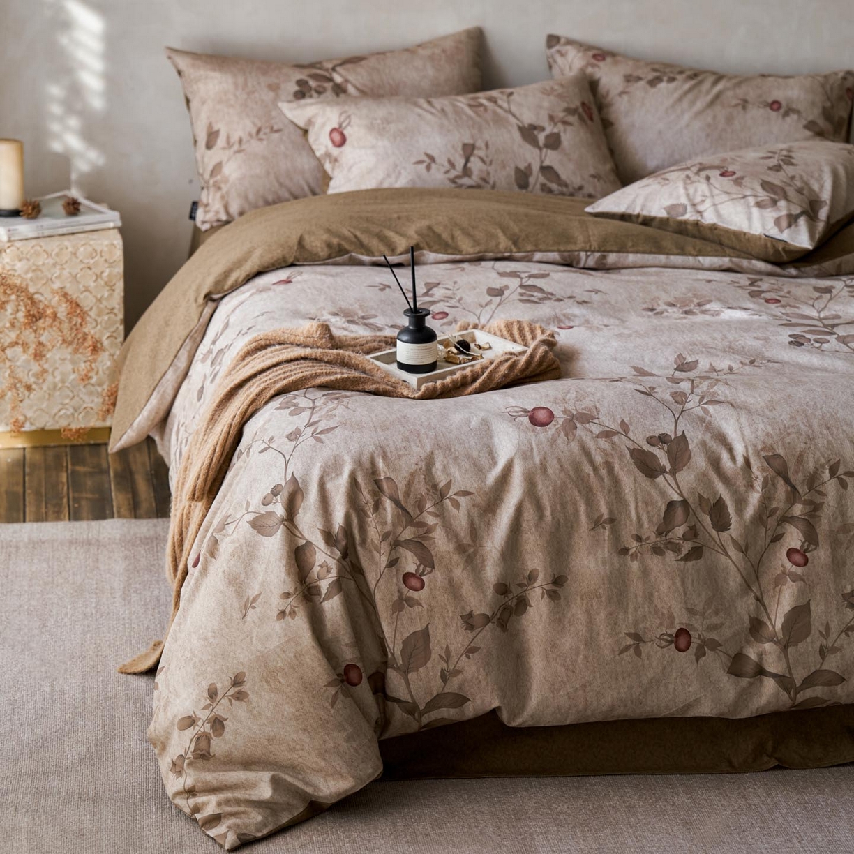 91家纺网 家纺一手货源 找家纺 涵宸家纺 2025新款全棉磨毛印花四件套-御岚 止观