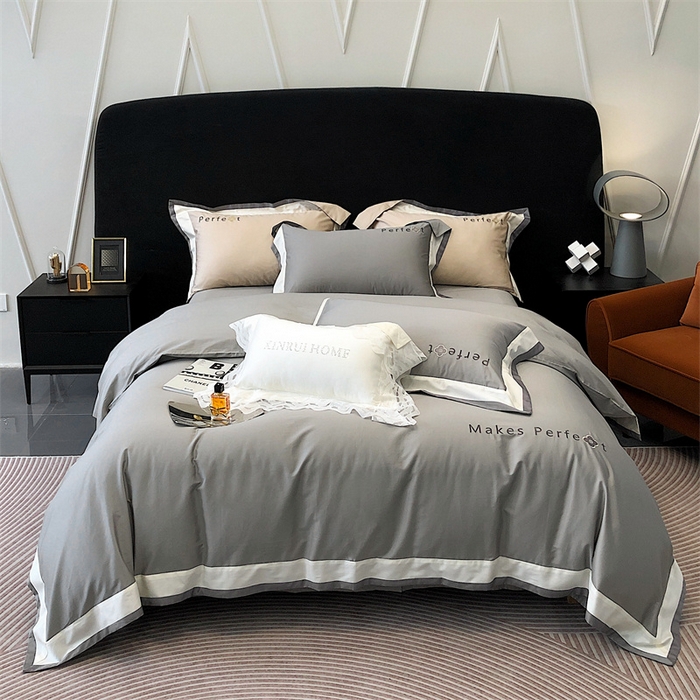 91家纺网 家纺一手货源 找家纺 馨蕊家居 2025秋冬新品100s高奢典藏简约全棉四件套系列-莫斯科 莫斯科-高级灰