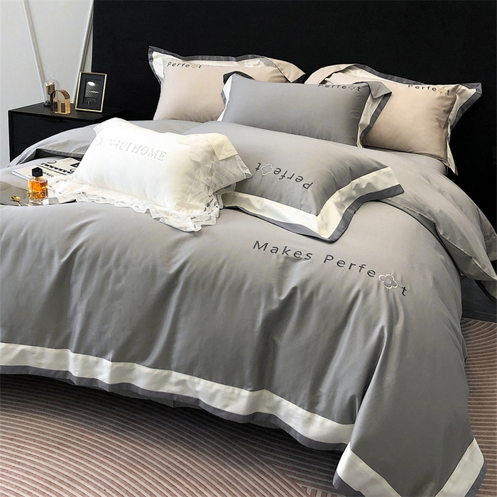 91家纺网 家纺一手货源 找家纺 馨蕊家居 2025秋冬新品100s高奢典藏简约全棉四件套系列-莫斯科 莫斯科-高级灰