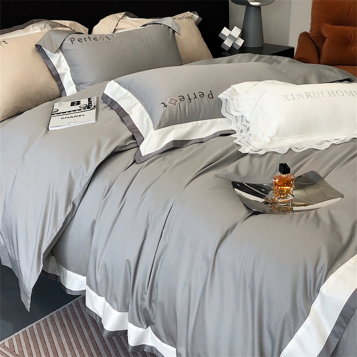 91家纺网 家纺一手货源 找家纺 馨蕊家居 2025秋冬新品100s高奢典藏简约全棉四件套系列-莫斯科 莫斯科-高级灰