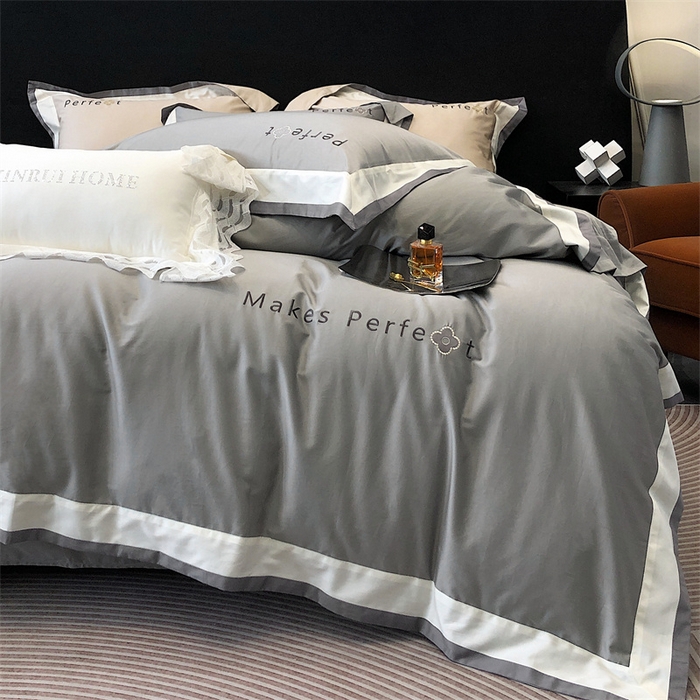 91家纺网 家纺一手货源 找家纺 馨蕊家居 2025秋冬新品100s高奢典藏简约全棉四件套系列-莫斯科 莫斯科-高级灰