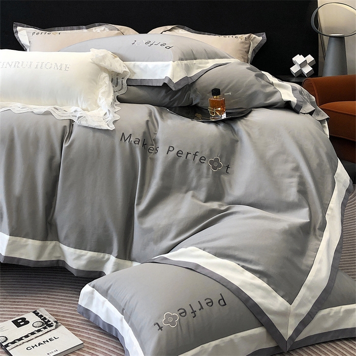 91家纺网 家纺一手货源 找家纺 馨蕊家居 2025秋冬新品100s高奢典藏简约全棉四件套系列-莫斯科 莫斯科-高级灰