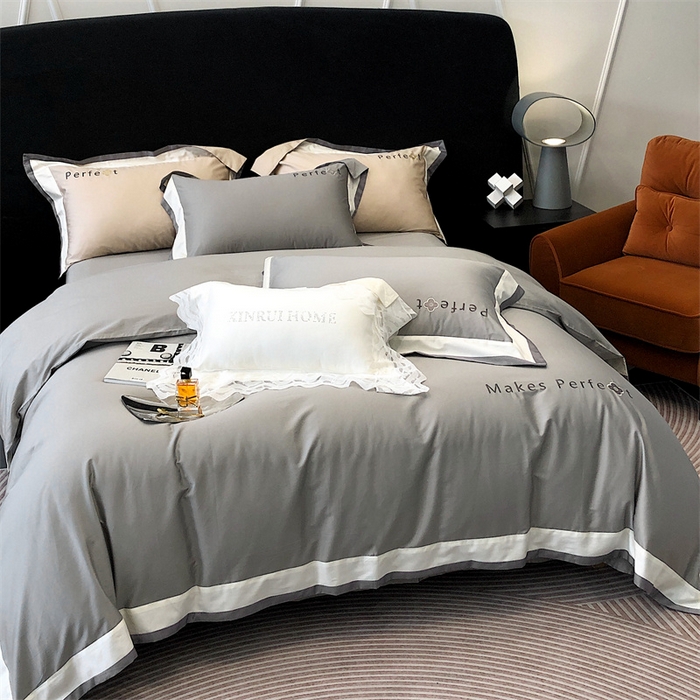 91家纺网 家纺一手货源 找家纺 馨蕊家居 2025秋冬新品100s高奢典藏简约全棉四件套系列-莫斯科 莫斯科-高级灰