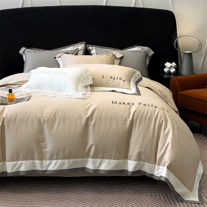 91家纺网 家纺一手货源 找家纺 馨蕊家居 2025秋冬新品100s高奢典藏简约全棉四件套系列-莫斯科 莫斯科-香槟