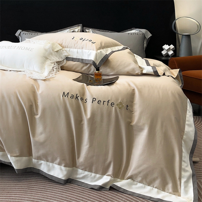 馨蕊家居 2025秋冬新品100s高奢典藏简约全棉四件套系列-莫斯科 莫斯科-香槟