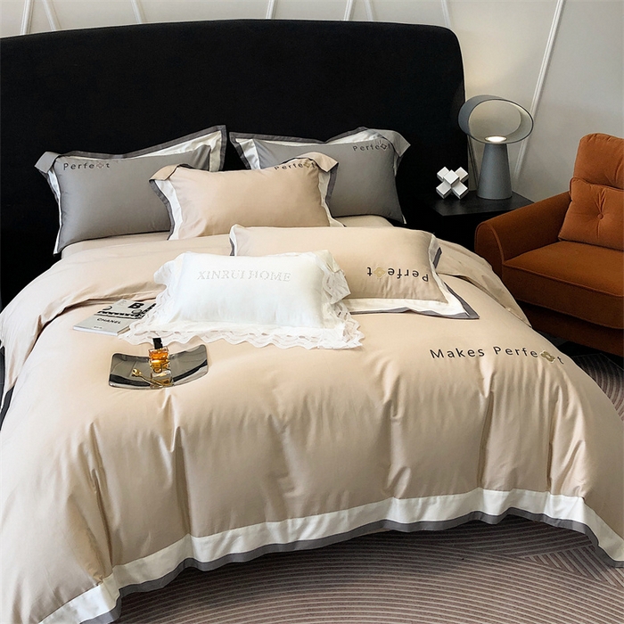 91家纺网 家纺一手货源 找家纺 馨蕊家居 2025秋冬新品100s高奢典藏简约全棉四件套系列-莫斯科 莫斯科-香槟