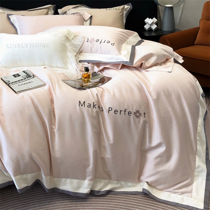 91家纺网 家纺一手货源 找家纺 馨蕊家居 2025秋冬新品100s高奢典藏简约全棉四件套系列-莫斯科 莫斯科-初夏粉