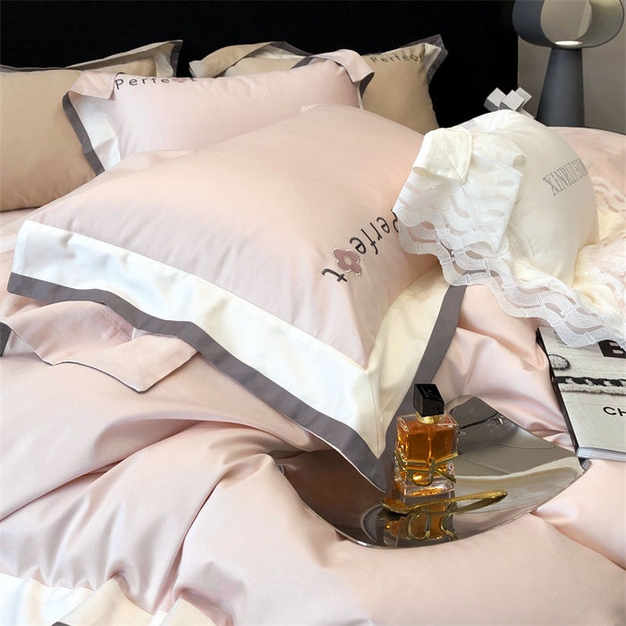 91家纺网 家纺一手货源 找家纺 馨蕊家居 2025秋冬新品100s高奢典藏简约全棉四件套系列-莫斯科 莫斯科-初夏粉