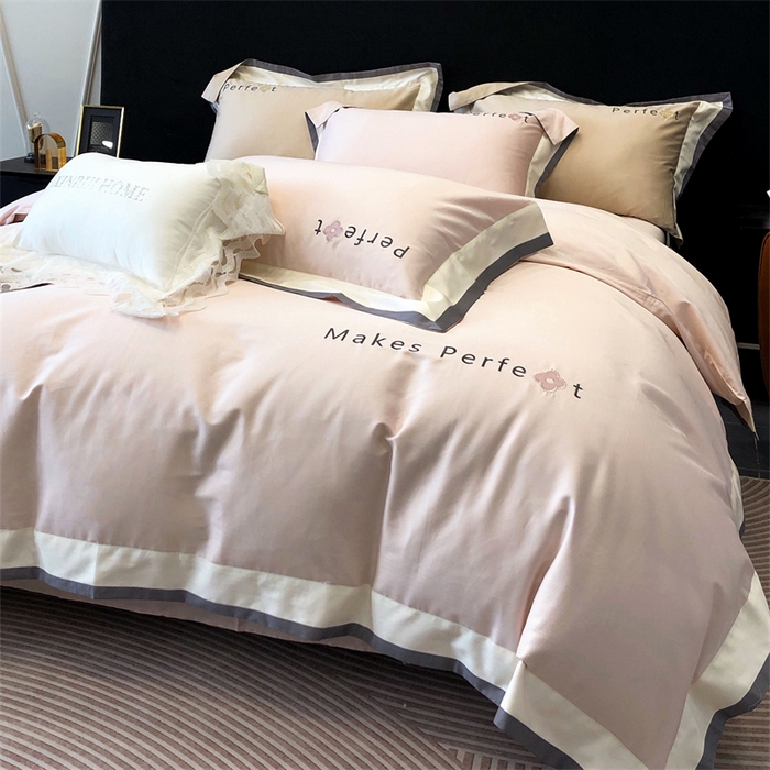 91家纺网 家纺一手货源 找家纺 馨蕊家居 2025秋冬新品100s高奢典藏简约全棉四件套系列-莫斯科 莫斯科-初夏粉