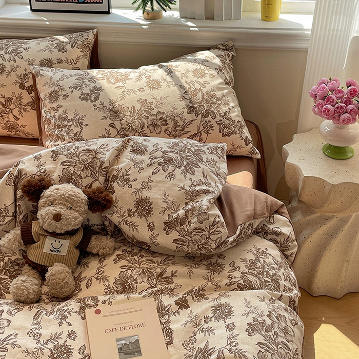 91家纺网 家纺一手货源 找家纺 （总）忆生活 2025新款秋冬复古风全棉加厚磨毛四件套