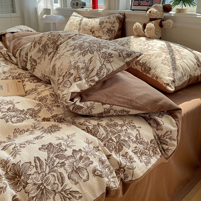 91家纺网 家纺一手货源 找家纺 （总）忆生活 2025新款秋冬复古风全棉加厚磨毛四件套