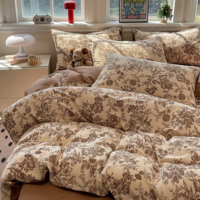 91家纺网 家纺一手货源 找家纺 （总）忆生活 2025新款秋冬复古风全棉加厚磨毛四件套