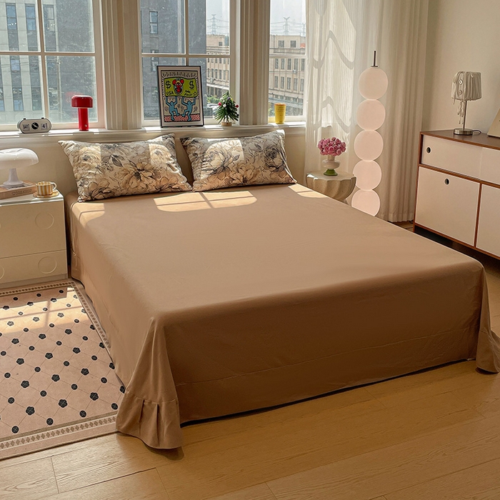 91家纺网 家纺一手货源 找家纺 忆生活 2025新款秋冬复古风全棉加厚磨毛四件套 芊墨