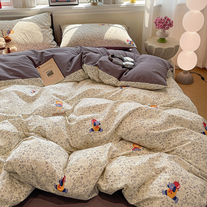 91家纺网 家纺一手货源 找家纺 忆生活 2025新款秋冬复古风全棉加厚磨毛四件套 童年