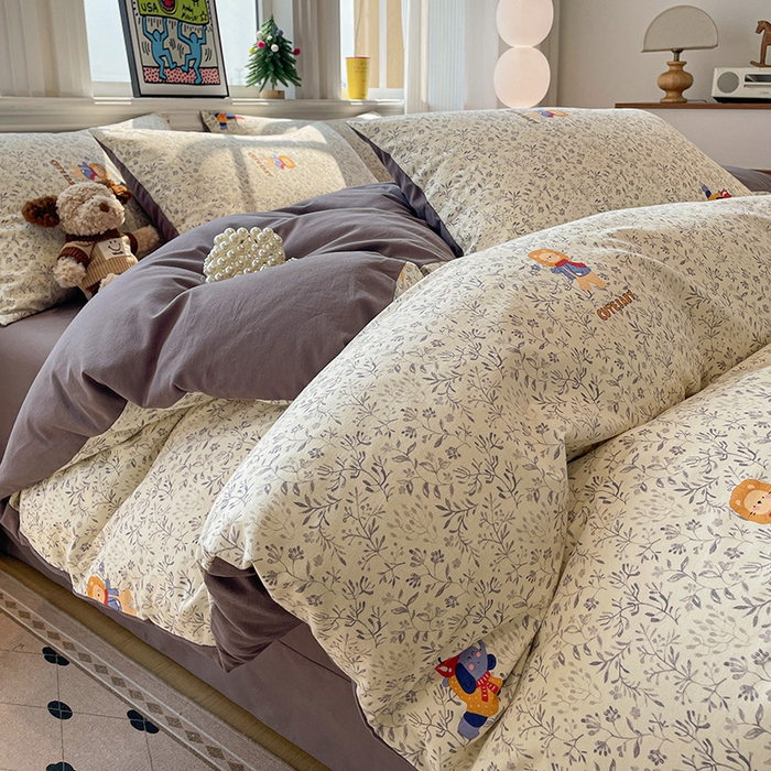 91家纺网 家纺一手货源 找家纺 忆生活 2025新款秋冬复古风全棉加厚磨毛四件套 童年