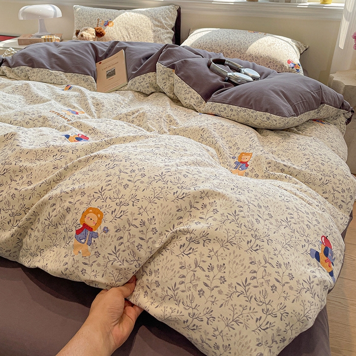 91家纺网 家纺一手货源 找家纺 忆生活 2025新款秋冬复古风全棉加厚磨毛四件套 童年