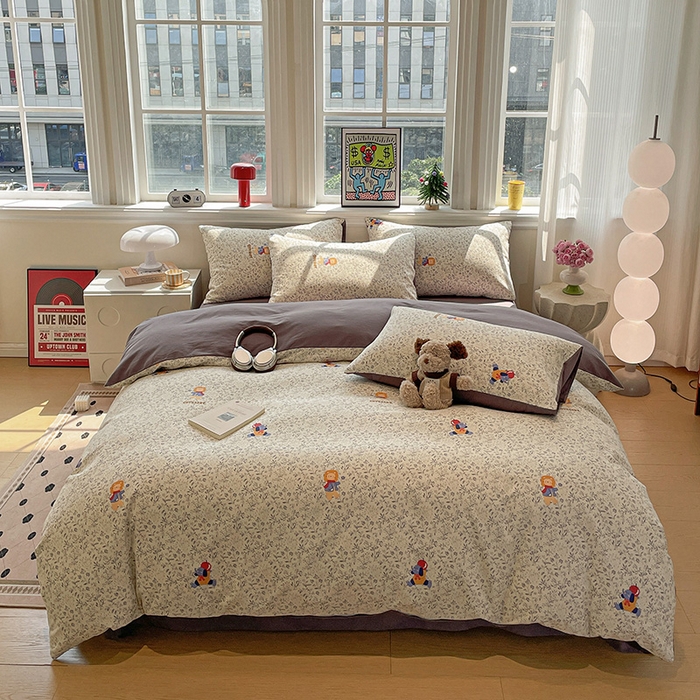 91家纺网 家纺一手货源 找家纺 忆生活 2025新款秋冬复古风全棉加厚磨毛四件套 童年