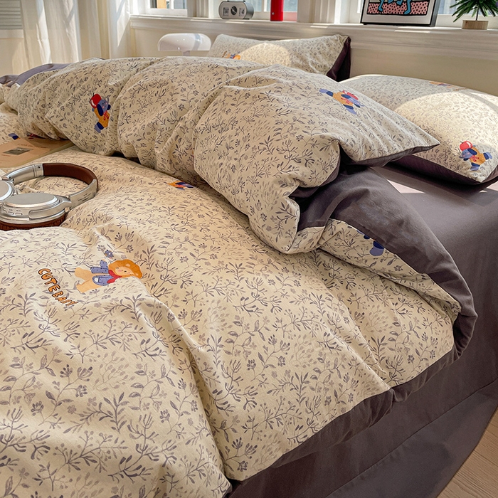 91家纺网 家纺一手货源 找家纺 忆生活 2025新款秋冬复古风全棉加厚磨毛四件套 童年