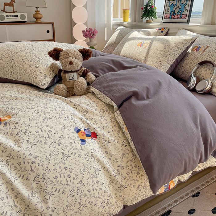 91家纺网 家纺一手货源 找家纺 忆生活 2025新款秋冬复古风全棉加厚磨毛四件套 童年