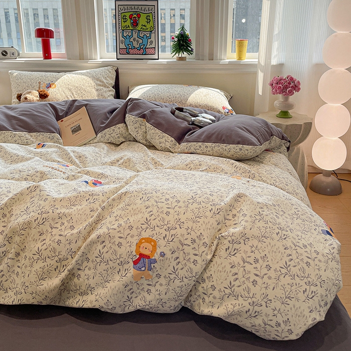 91家纺网 家纺一手货源 找家纺 忆生活 2025新款秋冬复古风全棉加厚磨毛四件套 童年