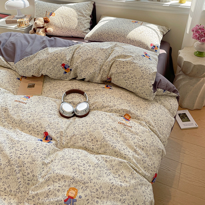 91家纺网 家纺一手货源 找家纺 忆生活 2025新款秋冬复古风全棉加厚磨毛四件套 童年