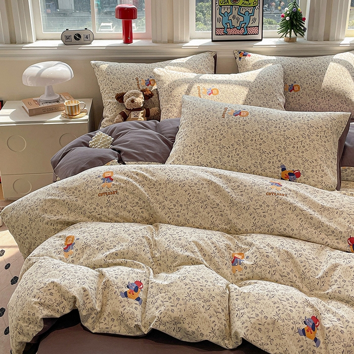 91家纺网 家纺一手货源 找家纺 忆生活 2025新款秋冬复古风全棉加厚磨毛四件套 童年