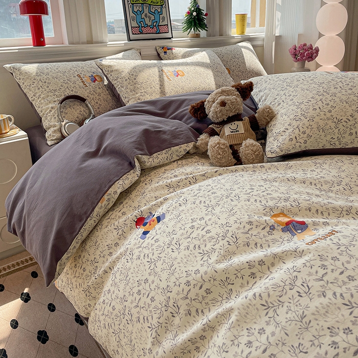 91家纺网 家纺一手货源 找家纺 忆生活 2025新款秋冬复古风全棉加厚磨毛四件套 童年