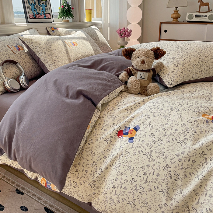 91家纺网 家纺一手货源 找家纺 忆生活 2025新款秋冬复古风全棉加厚磨毛四件套 童年