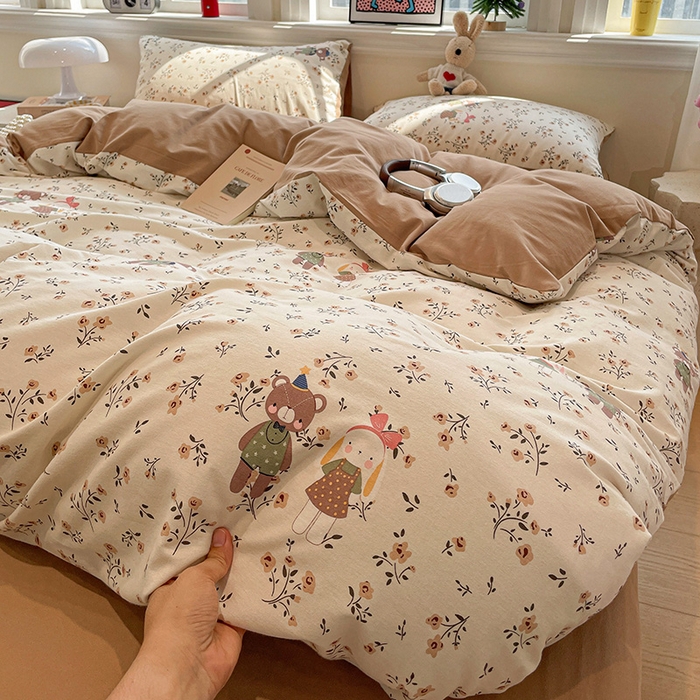 91家纺网 家纺一手货源 找家纺 忆生活 2025新款秋冬复古风全棉加厚磨毛四件套 玩伴