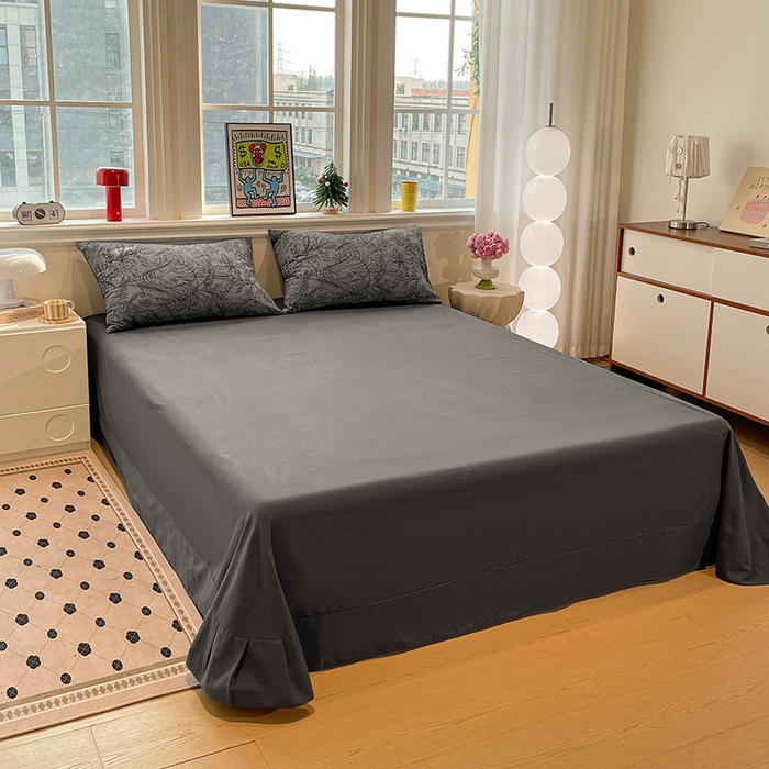 91家纺网 家纺一手货源 找家纺 忆生活 2025新款秋冬复古风全棉加厚磨毛四件套 叶语