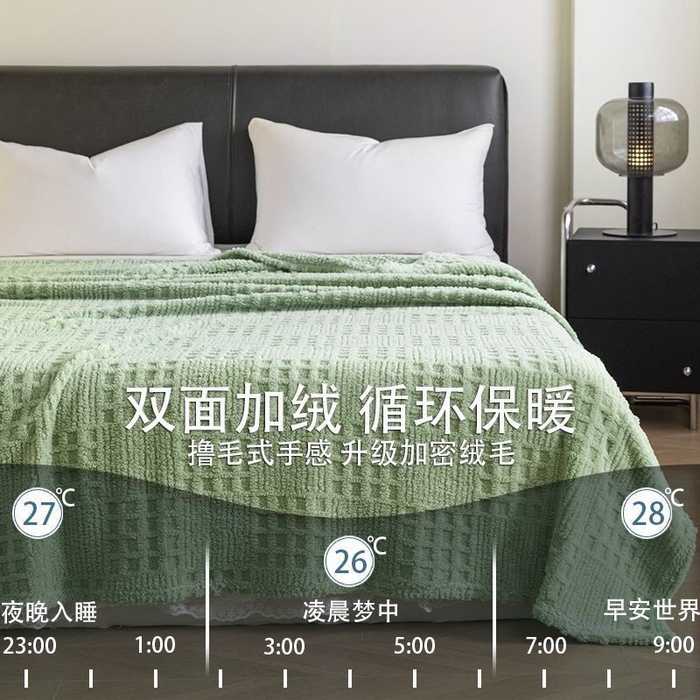 91家纺网 家纺一手货源 找家纺 （总）喜歌家居 2025新款华夫格舒棉绒提花毯