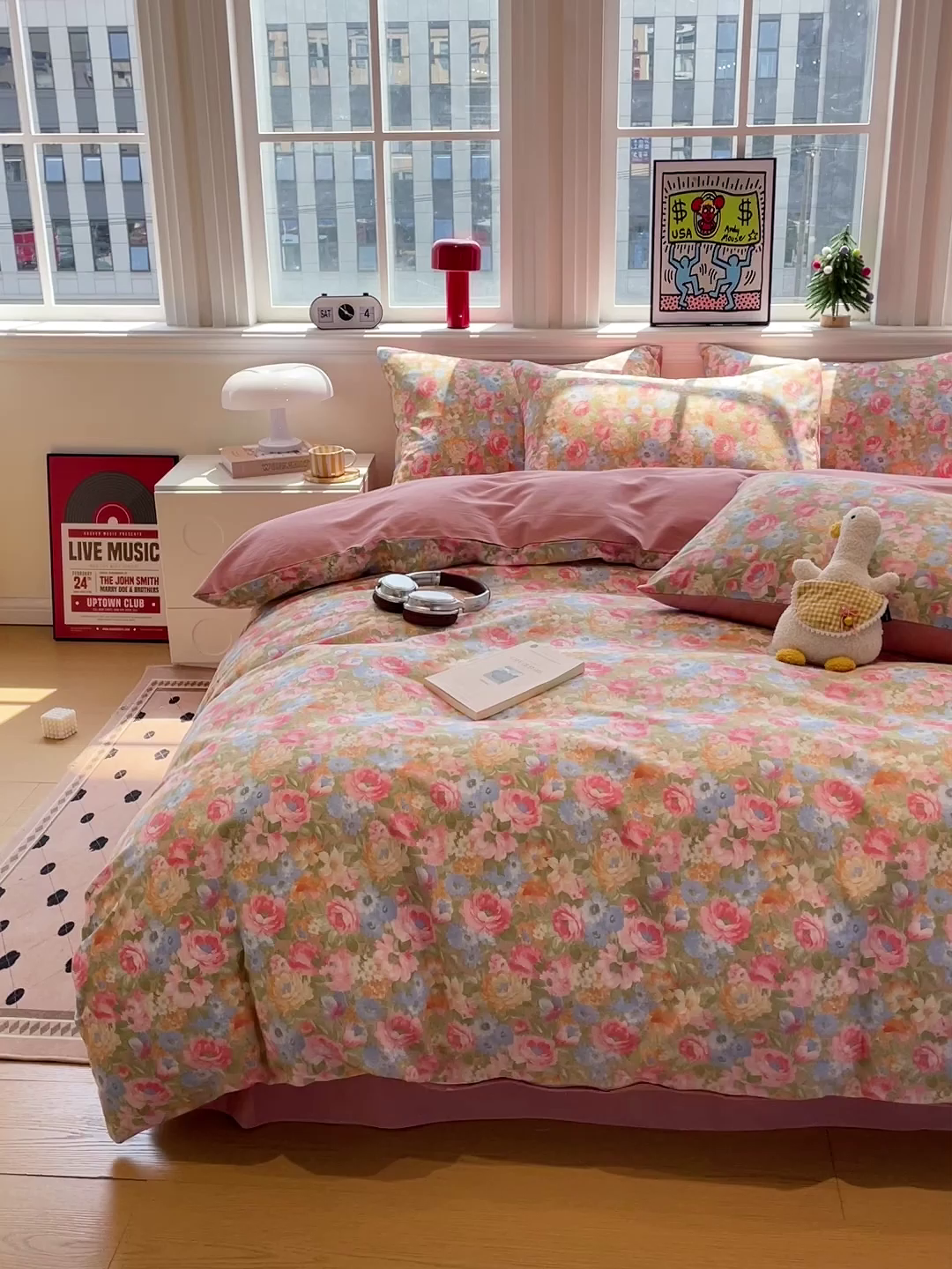 91家纺网 家纺一手货源 找家纺 忆生活 2025新款秋冬复古风全棉加厚磨毛四件套 花汐