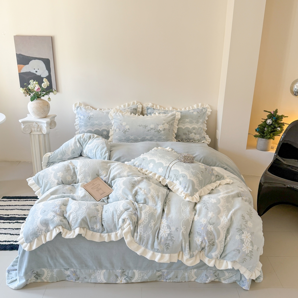 91家纺网 家纺一手货源 找家纺 （总）潘朵拉家纺 2025立体着色雕花系列牛奶绒四件套