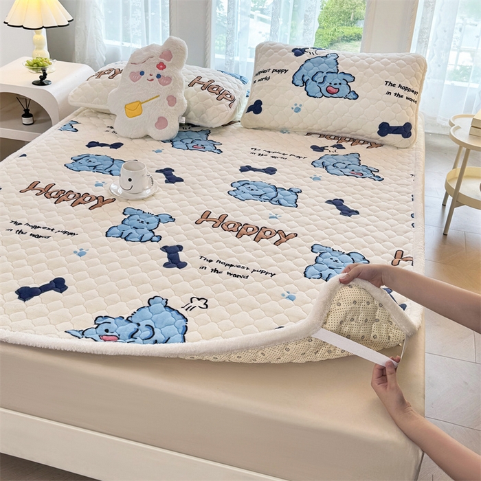 91家纺网 家纺一手货源 找家纺 （总）优选 2025热款外贸跨境电商热销款冬季加厚牛奶绒印花床垫床垫学生单人宿舍上下铺